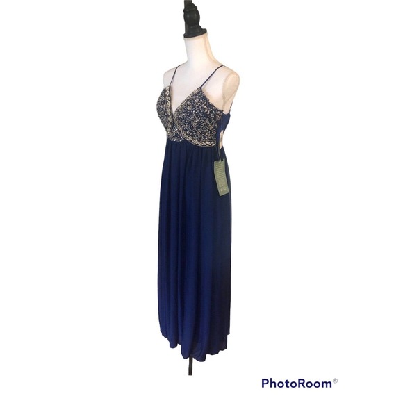 Cocktail Formal Sequin Full Length DRESS ROYAL BLUE SZ 3 $200 Read - Picture 2 of 13